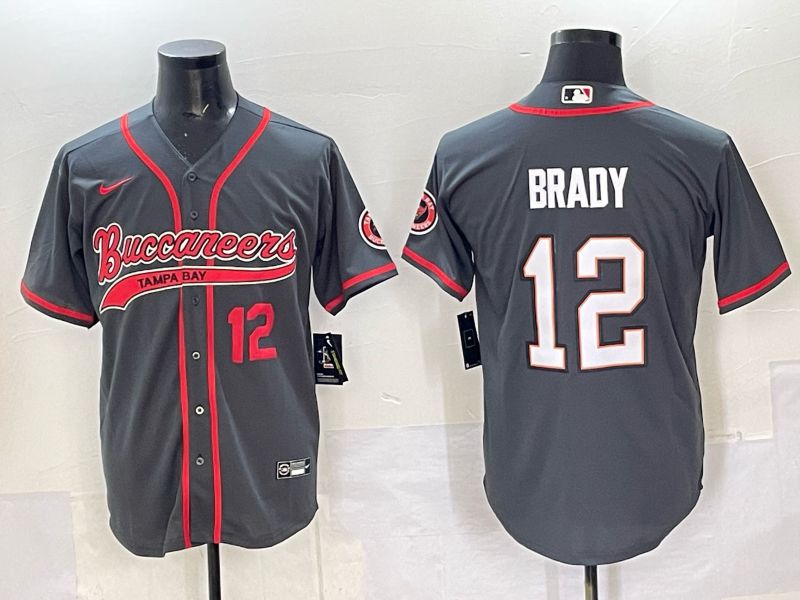 Men 2025 Tampa Bay Buccaneers #12 Brady Grey Joint Name Nike Limited NFL Jersey style 03